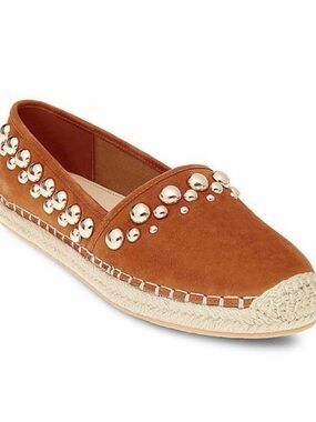 New Brian Atwood Tan Eli Espadrilles Flats Sz 7